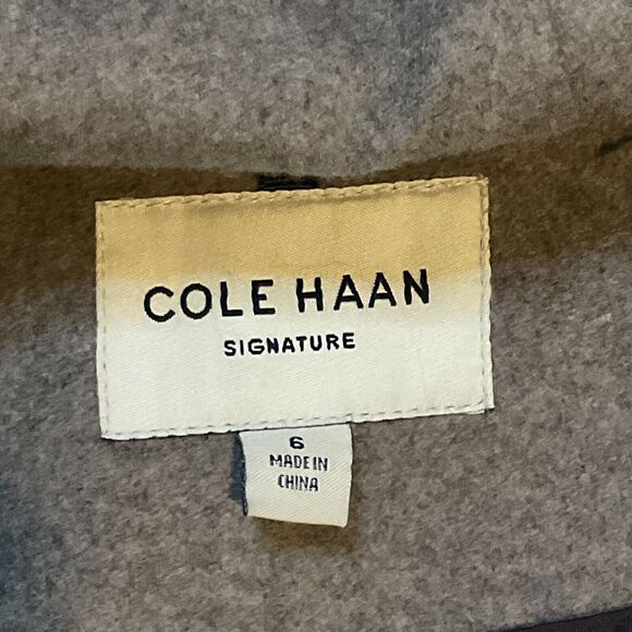 Cole Haan Woman Wool Coat Mid-length Size 6 Gray Belted Asymmetrical Zip Lined‎ - Picture 4 of 13